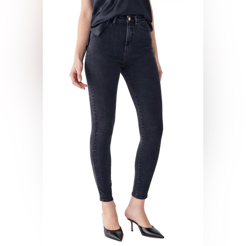 DL1961 Women's Skinny Black Jeans “Chrissy” High Waist, Size 28